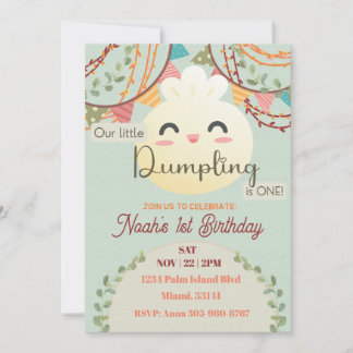 Niedliche Kleine Dumpling Erster Geburtstag Einlad Einladung
