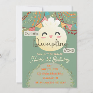 Niedliche Kleine Dumpling Erster Geburtstag Einlad Einladung