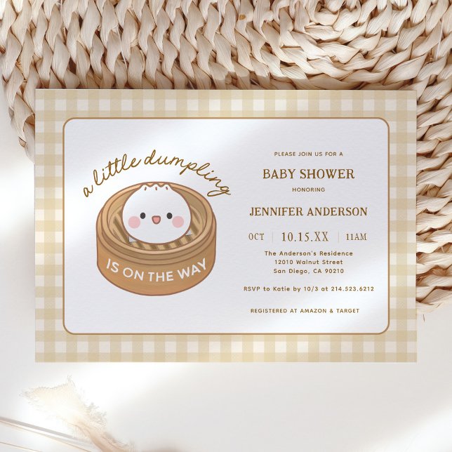 Niedliche Kleine Dumpling ist auf dem Weg Babydusc Einladung (Von Creator hochgeladen)