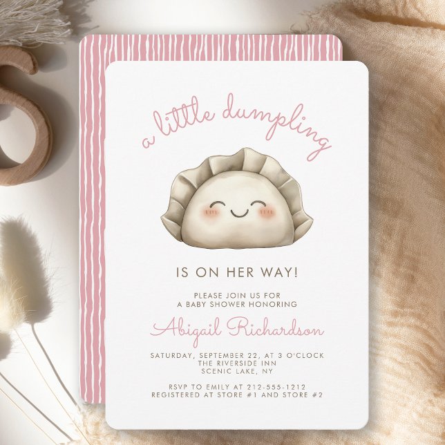 Niedliche Kleine Dumpling Pink Girl Babydusche Einladung (Von Creator hochgeladen)