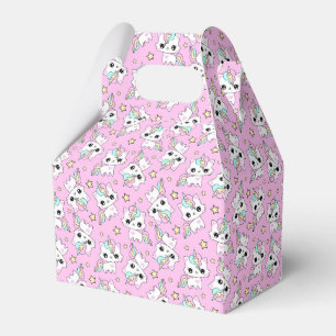 niedliche kleine Einhornsterne rosa Hintergrund Geschenkschachtel
