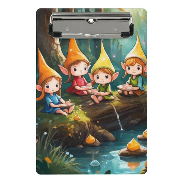 Niedliche kleine Elfen im Fluss Mini Klemmbrett (Vorderseite)