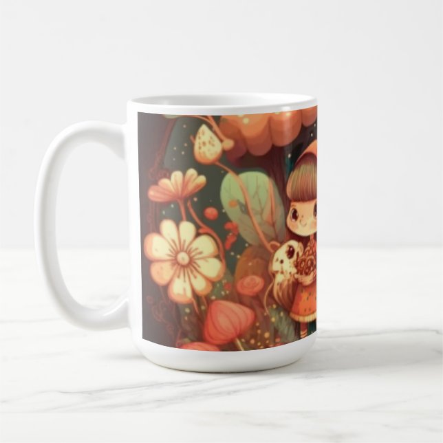 Niedliche kleine Elfen unter den Pilzen Kaffeetasse (Links)