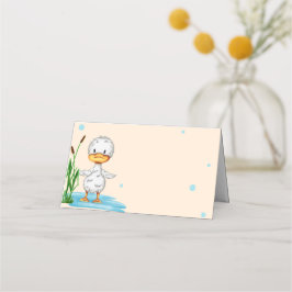 Niedliche kleine Ente in einer Teich-Babydusche Platzkarte
