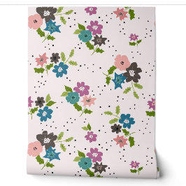 Niedliche kleine farbige Blume und Punkte Tapete