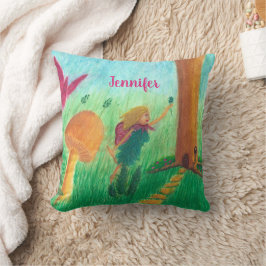 Niedliche kleine Fee im Garten personalisierte Kis Kissen