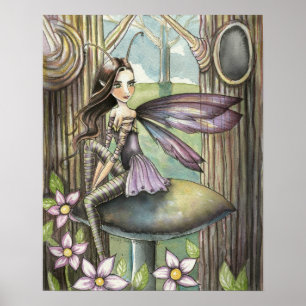Niedliche kleine Fee im Waldposter Poster