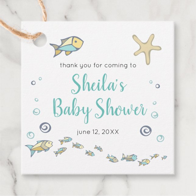 Niedliche kleine Fische und Starfish Ocean Babydus Geschenkanhänger (Vorderseite)