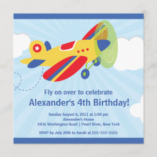 Niedliche kleine Flugzeug-Geburtstags-Party Einladung