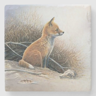 Niedliche Kleine Fox Fine Art Steinuntersetzer