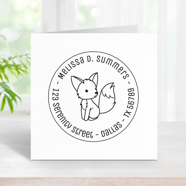 Niedliche kleine Fox-Round-Address 3 Gummistempel (Von Creator hochgeladen)