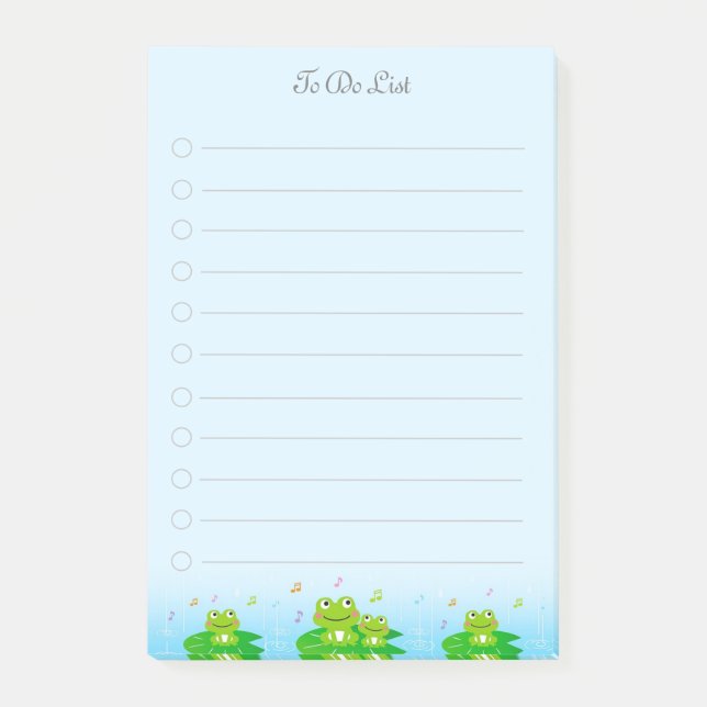 Niedliche kleine Frösche, die auf hellblau aufgefü Post-it Klebezettel (Vorderseite)