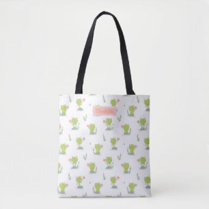 Niedliche kleine Frösche mit Blume auf Weiß Tasche