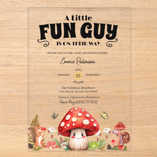 Niedliche Kleine FunGuy Fall Snail Mushroom Kinder Acryleinladungen (Vorderseite)