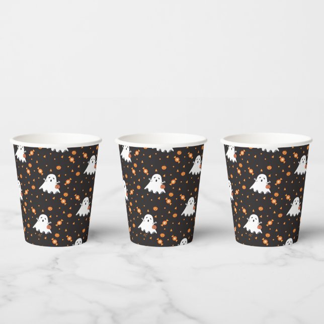 Niedliche kleine Geister Halloween-Papiertassen Pappbecher (Multi)