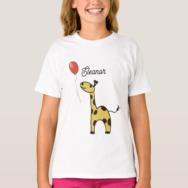 niedliche kleine Giraffe mit Ballons Shirt (Vorderseite)