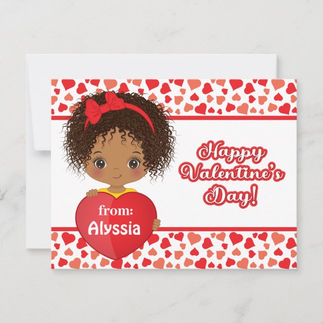 Niedliche Kleine Girl Holding St. Valentine Herzka Mitteilungskarte (Vorderseite)