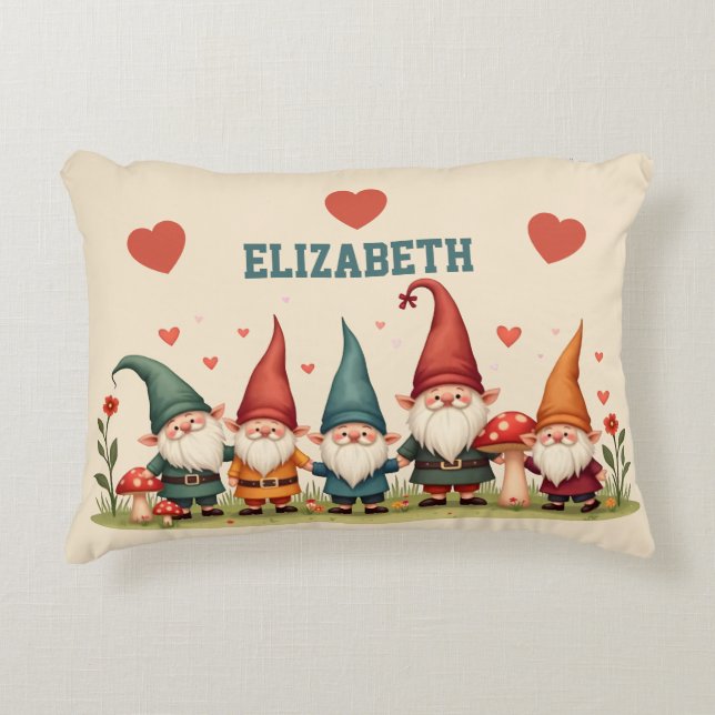 Niedliche kleine Gnome - Personalisierte Kinder Dekokissen (Vorderseite)