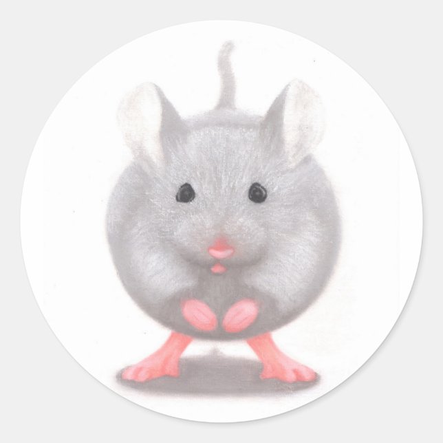 Niedliche kleine graue Maus Runder Aufkleber (Vorderseite)