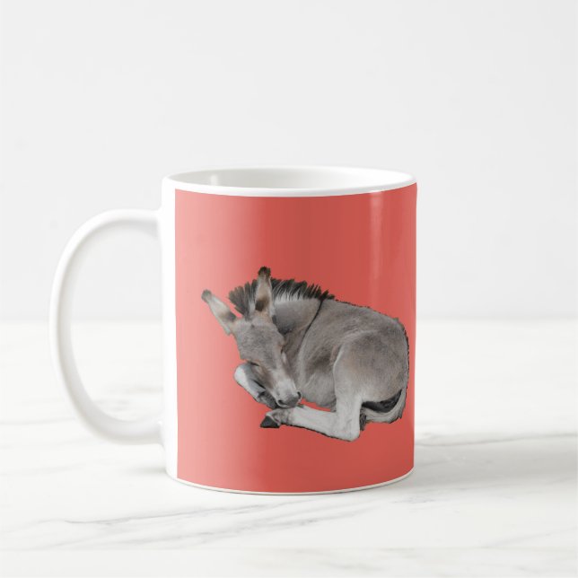 Niedliche kleine graue Schlaf-Donkey-Fohlen Kaffeetasse (Links)