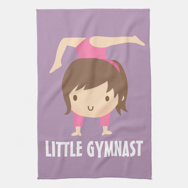 Niedliche kleine Gymnast-Mädchen-Gymnastik-Pose Geschirrtuch (Vertikal)
