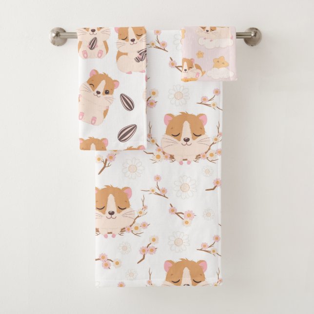 Niedliche Kleine Hamster Drei Muster Badhandtuch Set (Insitu)