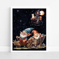 Niedliche kleine Hexe und glückliches Gnome-Poster