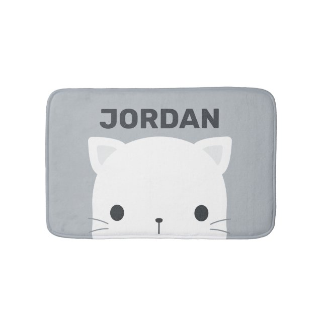 Niedliche kleine Katze mit Personalisiertem Namen Badematte (Vorderseite)