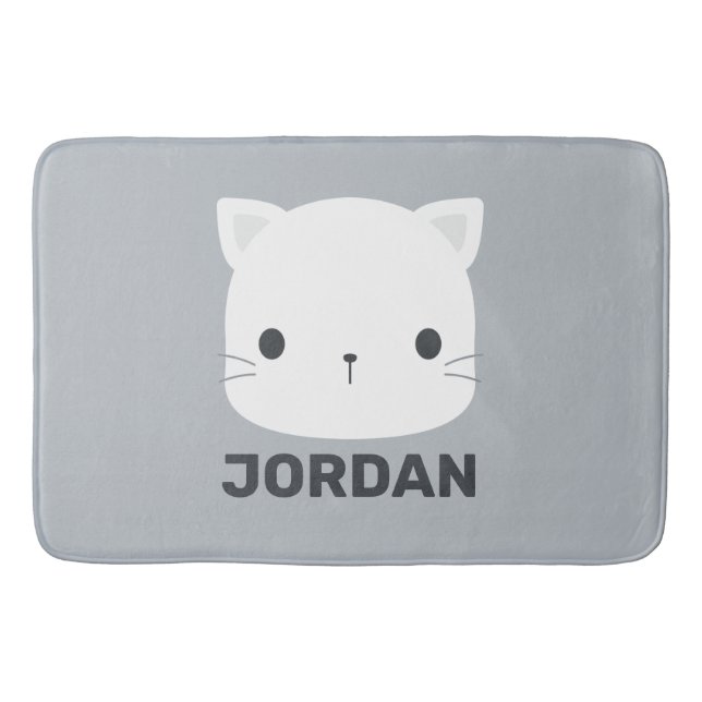 Niedliche kleine Katze mit Personalisiertem Namen Badematte (Vorderseite)