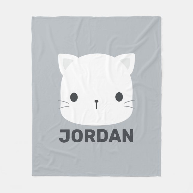 Niedliche kleine Katze mit Personalisiertem Namen Fleecedecke (Vorderseite)