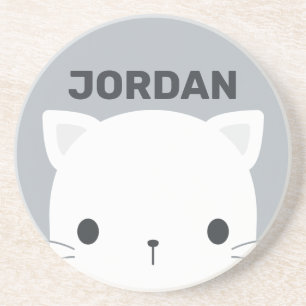 Niedliche kleine Katze mit Personalisiertem Namen Getränkeuntersetzer