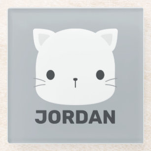 Niedliche kleine Katze mit Personalisiertem Namen Glasuntersetzer
