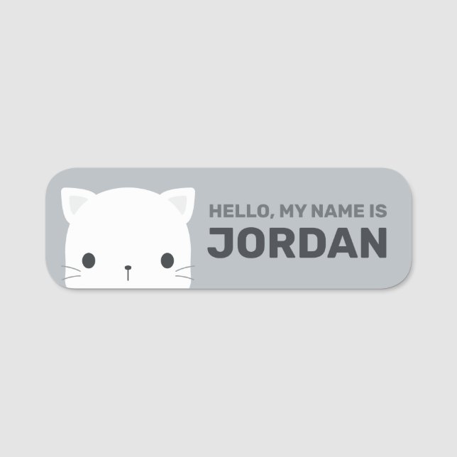 Niedliche kleine Katze mit Personalisiertem Namen Namensschild (Vorderseite)