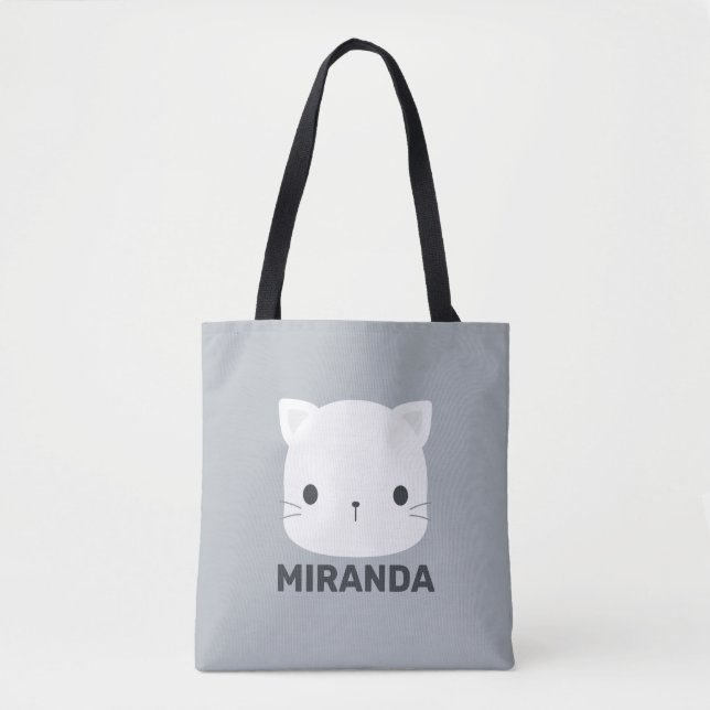 Niedliche kleine Katze mit Personalisiertem Namen Tasche (Vorderseite)