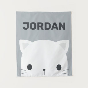 Niedliche kleine Katze mit Personalisiertem Namen Wandteppich