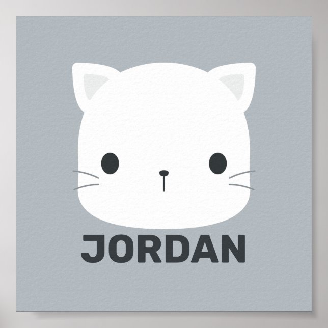 Niedliche kleine Katze mit Personalisiertem Namens Poster (Vorne)