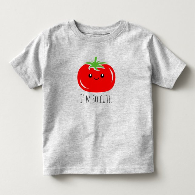 Niedliche kleine Kawaii-Tomatenfläche zeichne Kleinkind T-shirt (Vorderseite)