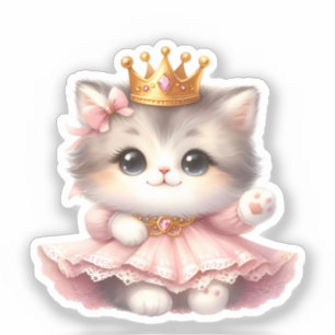 Niedliche kleine Kitten Princess Aufkleber