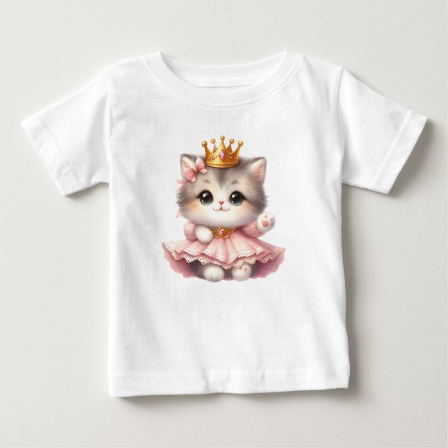 Niedliche kleine Kitten Princess Baby T-shirt (Vorderseite)