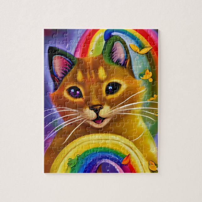 Niedliche kleine Kitty mit Regenbogenfarben, Katze (Vertikal)