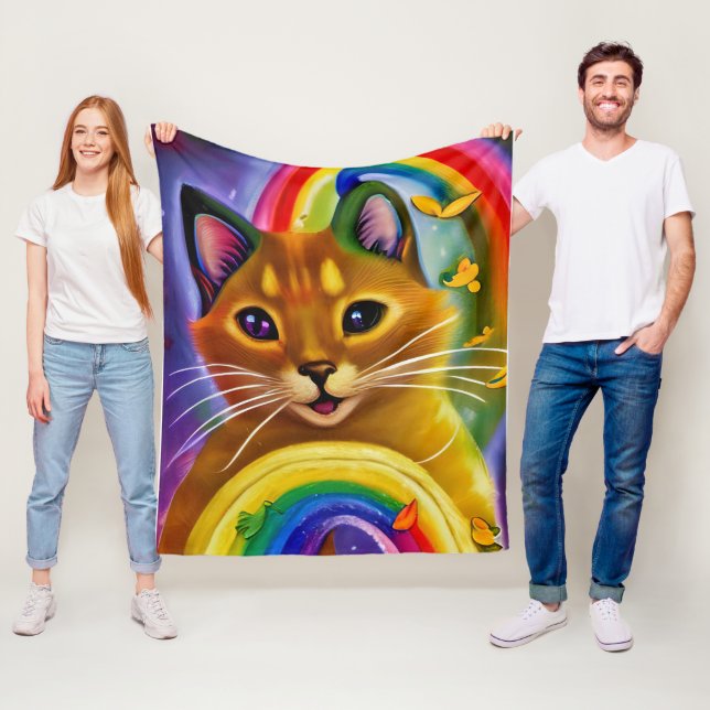 Niedliche kleine Kitty mit Regenbogenfarben, Katze Fleecedecke (Beispiel)