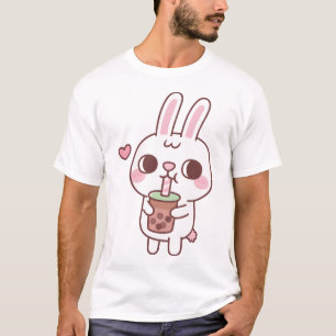 Niedliche kleine Lieben mit weißem Kaninchen trink T-Shirt