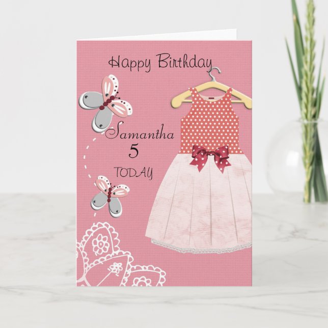 Niedliche kleine Mädchen Personalisiert Geburtstag Karte (Vorderseite)