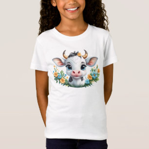 Niedliche kleine Mädchenkuhe in Blume T-Shirt