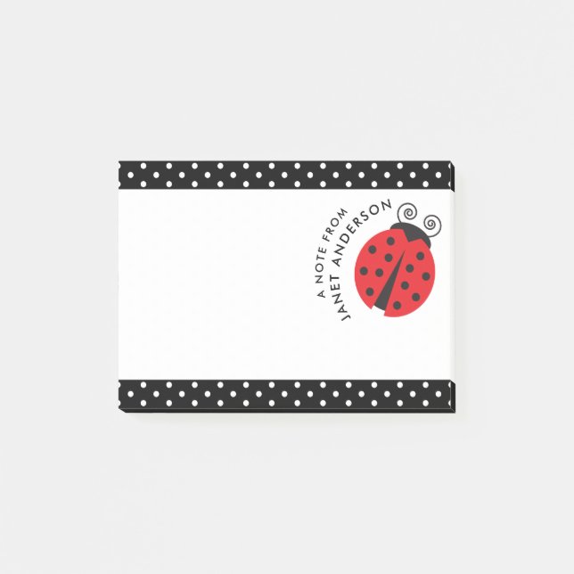 Niedliche kleine Marienkäfer-Polka-Punkt-Retro Post-it Klebezettel (Vorderseite)