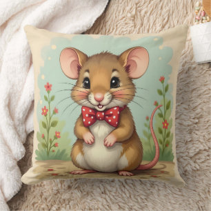 Niedliche kleine Maus mit Fliege Kissen
