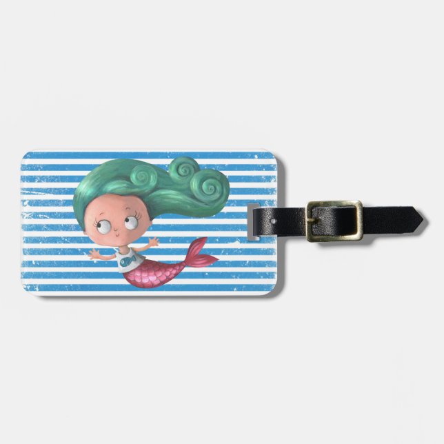 Niedliche kleine Meerjungfrau Gepäckanhänger (Vorderseite horizontal)