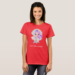 Niedliche kleine Meerjungfrau mit Regenbogen bunt  T-Shirt