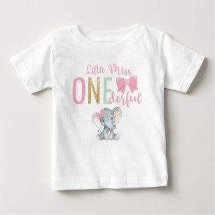 Niedliche kleine Miss ONEderful Elephant 1. Geburt Baby T-shirt