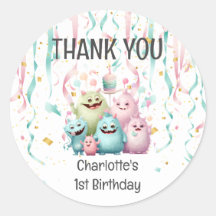 Niedliche Kleine Monster 1. Geburtstag. Danke